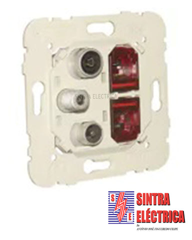 Tomada Mista - R-TV+SA+RJ 45 - Cat 6 - Embeber - 21546 / Efapel