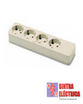 Tomada Quadrupla Schuko - Saliente - PRETA - 601004