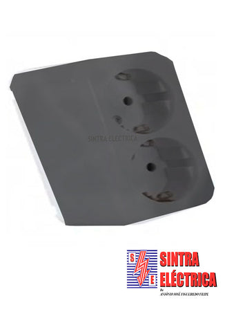 Tomada Dupla Schuko - Exterior - PRETA - 601204