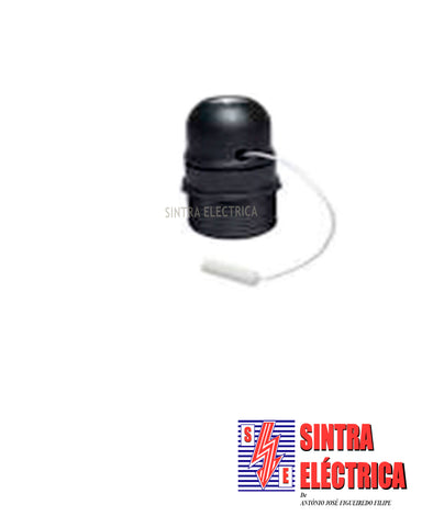 Suporte E 27 - 1/2 Roscado c/ Cordão - Preto
