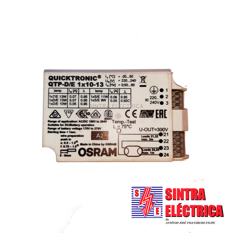 Balastro Electrónico - 1 x 10..13 w - 181572 QTP-D/E / Osram