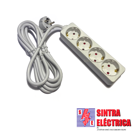 Extensão Quadrupla Schuko - FVV 3 x 1,5 - c/ 1,5 mt - 4210/Tectel