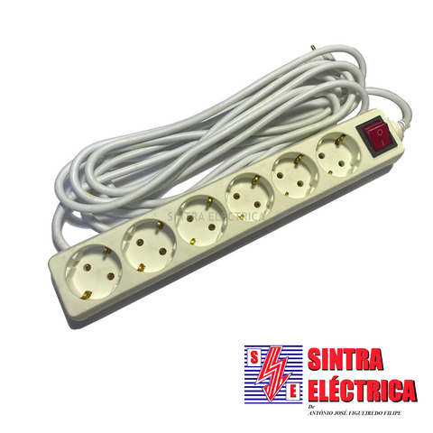 Extensão Sextupla schuko sem Interruptor com 1,5 m - EXT 0615 / Euromar