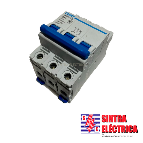 Disjuntor - 3 x 10 A - 6 KA - C10 - NB1-63 / Chint